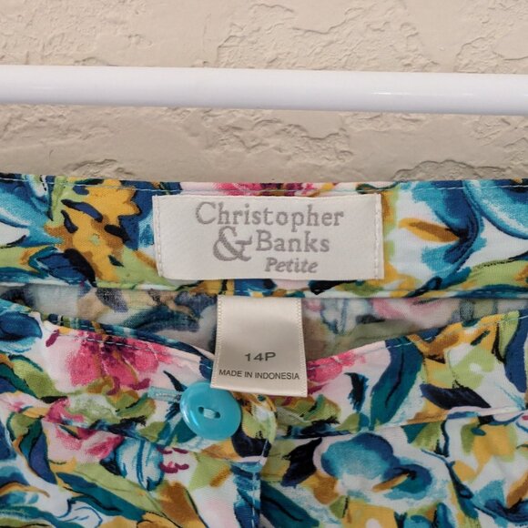 Vintage Christopher & Banks Floral Midi Skirt Buttons 90s Y2K 14P - Picture 5 of 8